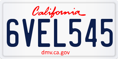 CA license plate 6VEL545