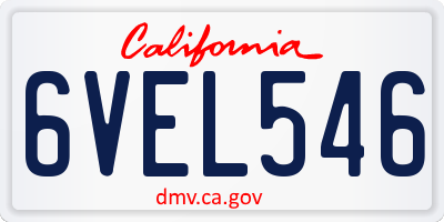 CA license plate 6VEL546