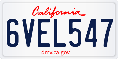 CA license plate 6VEL547