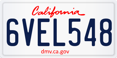 CA license plate 6VEL548