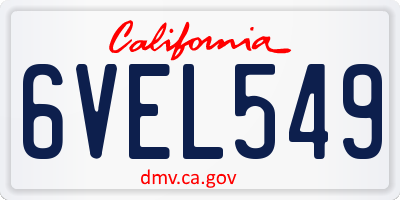 CA license plate 6VEL549