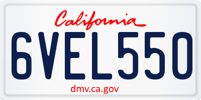 CA license plate 6VEL550