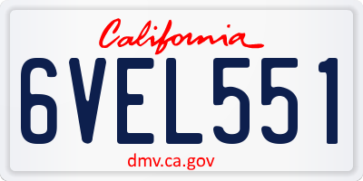 CA license plate 6VEL551