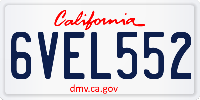 CA license plate 6VEL552