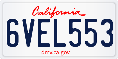CA license plate 6VEL553