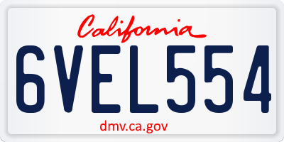 CA license plate 6VEL554