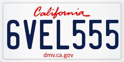 CA license plate 6VEL555