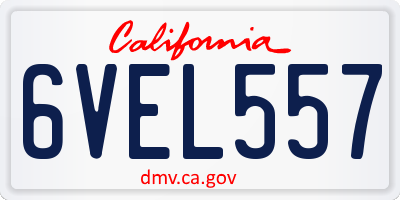 CA license plate 6VEL557