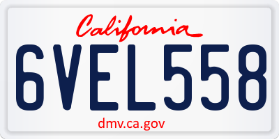 CA license plate 6VEL558