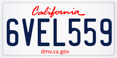 CA license plate 6VEL559