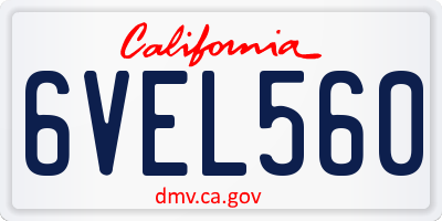 CA license plate 6VEL560