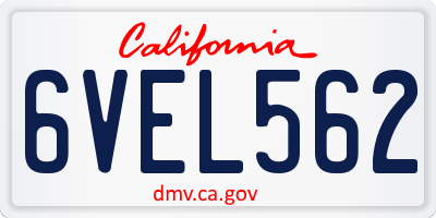 CA license plate 6VEL562