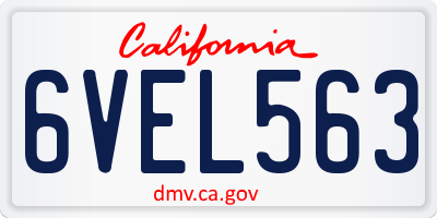 CA license plate 6VEL563
