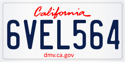 CA license plate 6VEL564