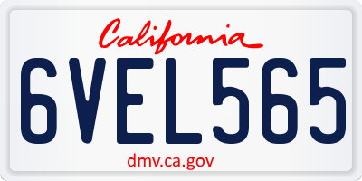 CA license plate 6VEL565