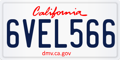 CA license plate 6VEL566