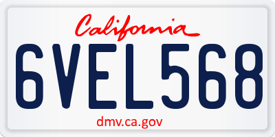 CA license plate 6VEL568
