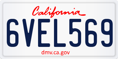 CA license plate 6VEL569