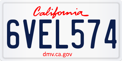 CA license plate 6VEL574