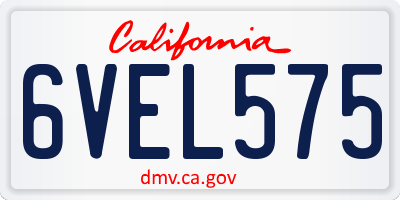 CA license plate 6VEL575