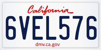 CA license plate 6VEL576