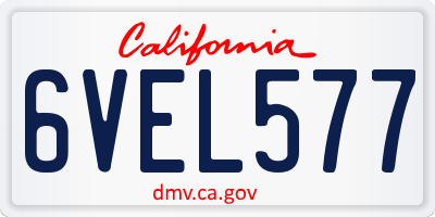 CA license plate 6VEL577