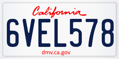 CA license plate 6VEL578
