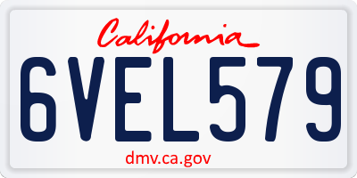 CA license plate 6VEL579