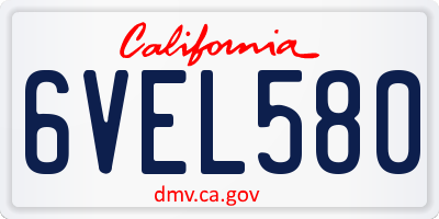 CA license plate 6VEL580