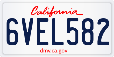 CA license plate 6VEL582