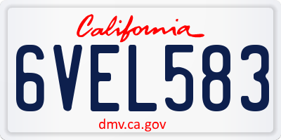 CA license plate 6VEL583