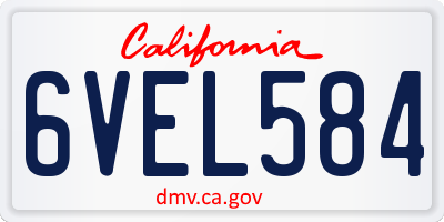 CA license plate 6VEL584