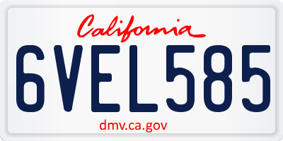 CA license plate 6VEL585