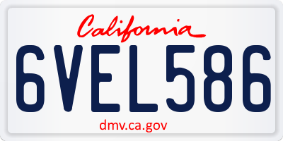 CA license plate 6VEL586