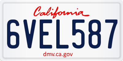 CA license plate 6VEL587