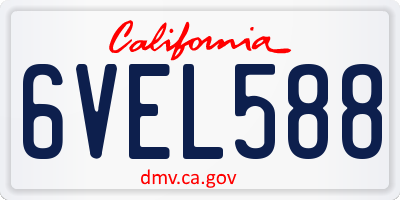 CA license plate 6VEL588