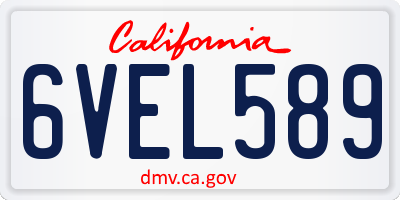 CA license plate 6VEL589