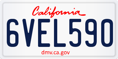 CA license plate 6VEL590