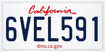 CA license plate 6VEL591
