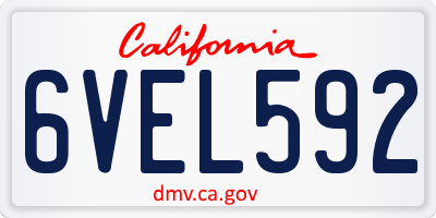 CA license plate 6VEL592