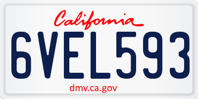 CA license plate 6VEL593