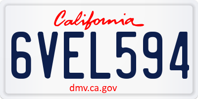 CA license plate 6VEL594