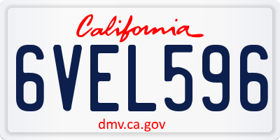 CA license plate 6VEL596