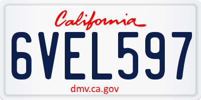 CA license plate 6VEL597