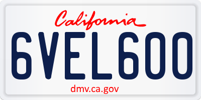 CA license plate 6VEL600
