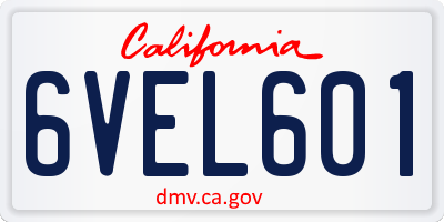 CA license plate 6VEL601