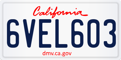 CA license plate 6VEL603