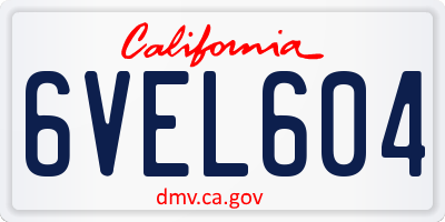 CA license plate 6VEL604