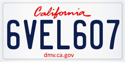 CA license plate 6VEL607