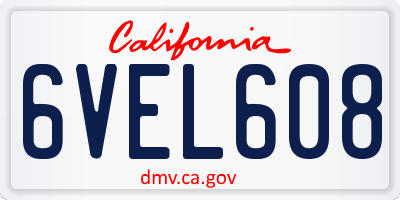 CA license plate 6VEL608